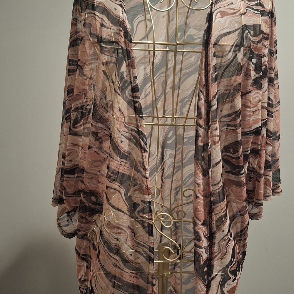 Chic Marble Print Sheer Kimono